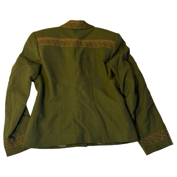 Vintage Stephanie K. Anais Embroidered Lined Wool Blazer Jacket Green Size 38 - Picture 9 of 16